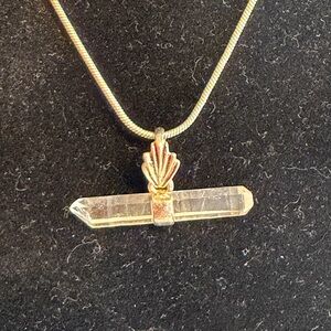 Quartz Crystal Sterling Silver Pendant Necklace 925 18”